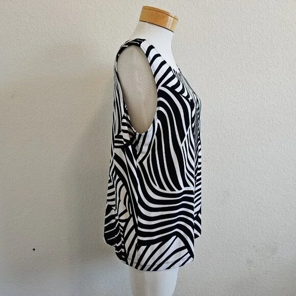 Travelers By Chico's Zebra Animal Print Scoop Neck Tank Top Blouse Stretchy 3/XL - Picture 5 of 12